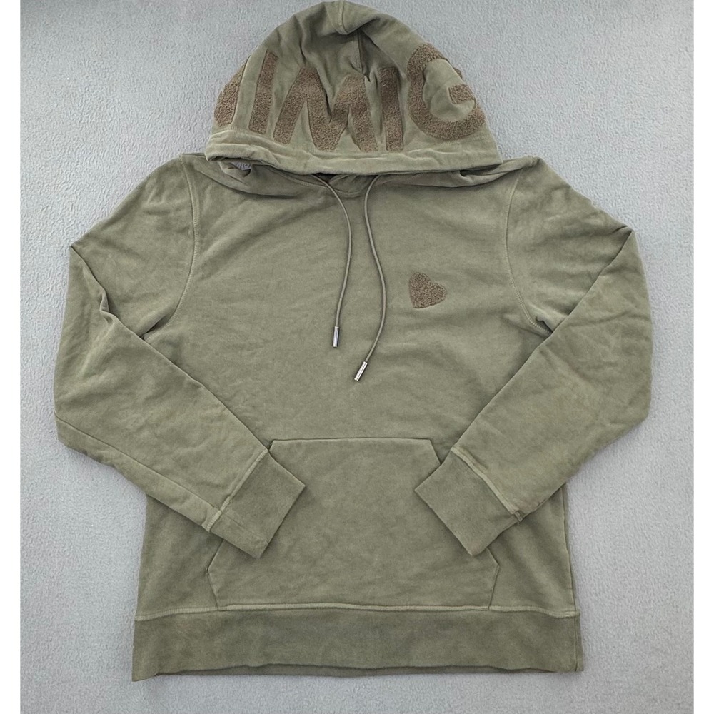 Inimigo Hoodie Mens L Olive Green Chenille Logo Heart Portuguese Fashion Urban